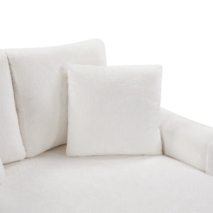 English Elm Modern Velvet Chaise Sofa with Hidden Storage Pocket Spring Support and Plush Pillows Beige N719S002440A