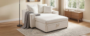 English Elm Modern Velvet Chaise Sofa with Hidden Storage Pocket Spring Support and Plush Pillows Beige N719S002440A