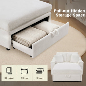 English Elm Modern Velvet Chaise Sofa with Hidden Storage Pocket Spring Support and Plush Pillows Beige N719S002440A