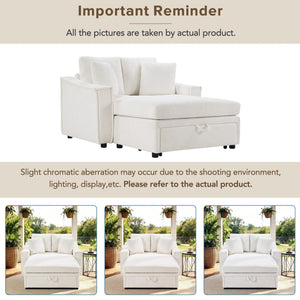 English Elm Modern Velvet Chaise Sofa with Hidden Storage Pocket Spring Support and Plush Pillows Beige N719S002440A