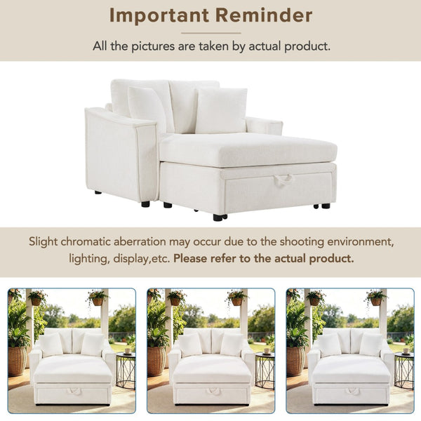 English Elm Modern Velvet Chaise Sofa with Hidden Storage Pocket Spring Support and Plush Pillows Beige N719S002440A