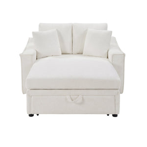 English Elm Modern Velvet Chaise Sofa with Hidden Storage Pocket Spring Support and Plush Pillows Beige N719S002440A