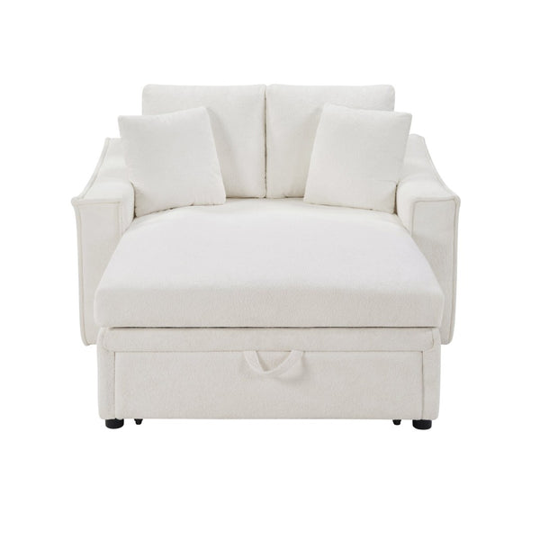 English Elm Modern Velvet Chaise Sofa with Hidden Storage Pocket Spring Support and Plush Pillows Beige N719S002440A