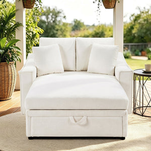 English Elm Modern Velvet Chaise Sofa with Hidden Storage Pocket Spring Support and Plush Pillows Beige N719S002440A
