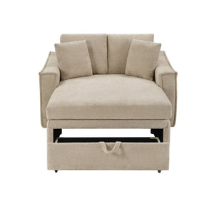 English Elm Modern Velvet Chaise Sofa with Hidden Storage Pocket Spring Support and Plush Pillows Brown N719S002440D