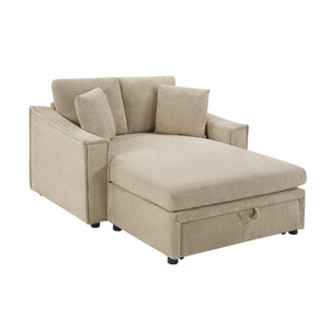 English Elm Modern Velvet Chaise Sofa with Hidden Storage Pocket Spring Support and Plush Pillows Brown N719S002440D