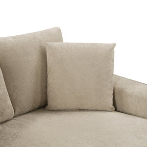 English Elm Modern Velvet Chaise Sofa with Hidden Storage Pocket Spring Support and Plush Pillows Brown N719S002440D