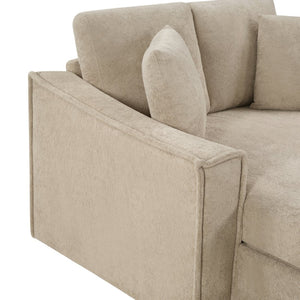 English Elm Modern Velvet Chaise Sofa with Hidden Storage Pocket Spring Support and Plush Pillows Brown N719S002440D