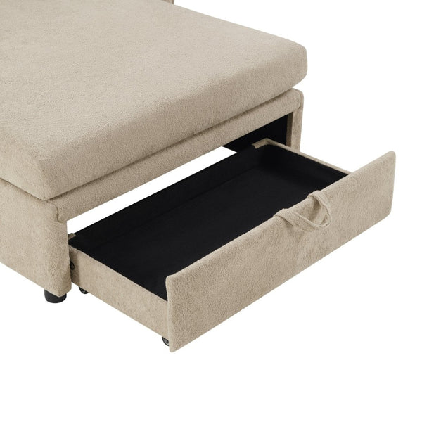 English Elm Modern Velvet Chaise Sofa with Hidden Storage Pocket Spring Support and Plush Pillows Brown N719S002440D