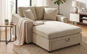 English Elm Modern Velvet Chaise Sofa with Hidden Storage Pocket Spring Support and Plush Pillows Brown N719S002440D