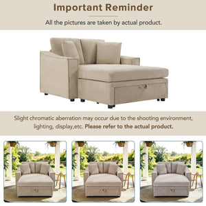 English Elm Modern Velvet Chaise Sofa with Hidden Storage Pocket Spring Support and Plush Pillows Brown N719S002440D