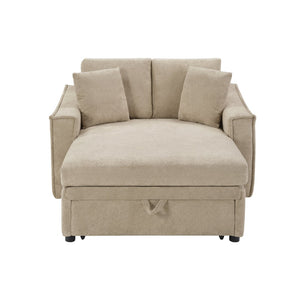 English Elm Modern Velvet Chaise Sofa with Hidden Storage Pocket Spring Support and Plush Pillows Brown N719S002440D