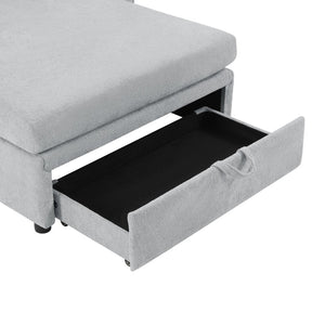 English Elm Modern Velvet Chaise Sofa with Hidden Storage Pocket Spring Support and Plush Pillows Grey N719S002440E