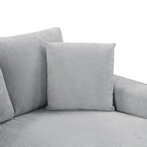 English Elm Modern Velvet Chaise Sofa with Hidden Storage Pocket Spring Support and Plush Pillows Grey N719S002440E