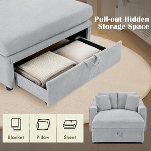 English Elm Modern Velvet Chaise Sofa with Hidden Storage Pocket Spring Support and Plush Pillows Grey N719S002440E