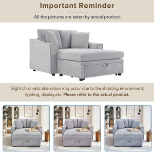 English Elm Modern Velvet Chaise Sofa with Hidden Storage Pocket Spring Support and Plush Pillows Grey N719S002440E