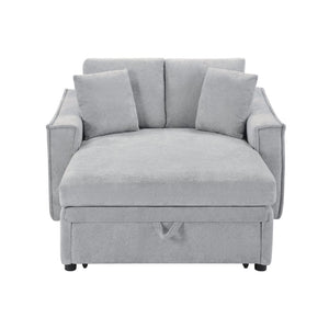English Elm Modern Velvet Chaise Sofa with Hidden Storage Pocket Spring Support and Plush Pillows Grey N719S002440E