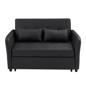 English Elm Orisfur. Pu Leather Convertible Loveseat Sleeper with Usb Ports for Studio Apartments Black N719S002450B