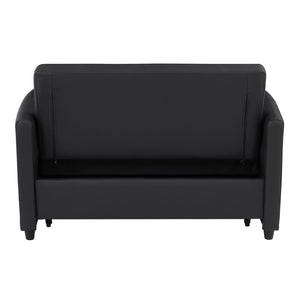 English Elm Orisfur. Pu Leather Convertible Loveseat Sleeper with Usb Ports for Studio Apartments Black N719S002450B