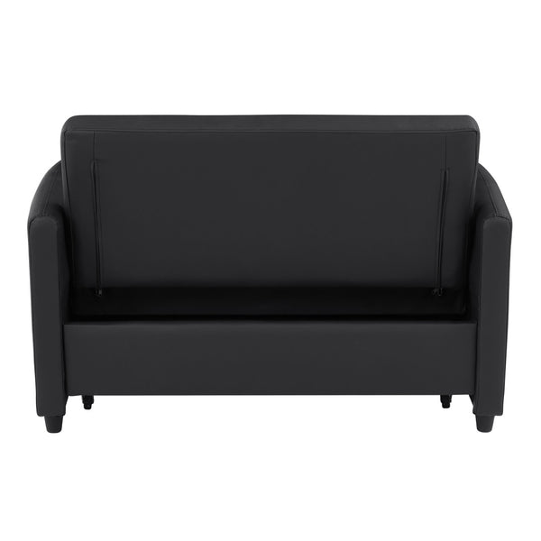 English Elm Orisfur. Pu Leather Convertible Loveseat Sleeper with Usb Ports for Studio Apartments Black N719S002450B