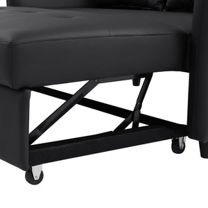 English Elm Orisfur. Pu Leather Convertible Loveseat Sleeper with Usb Ports for Studio Apartments Black N719S002450B