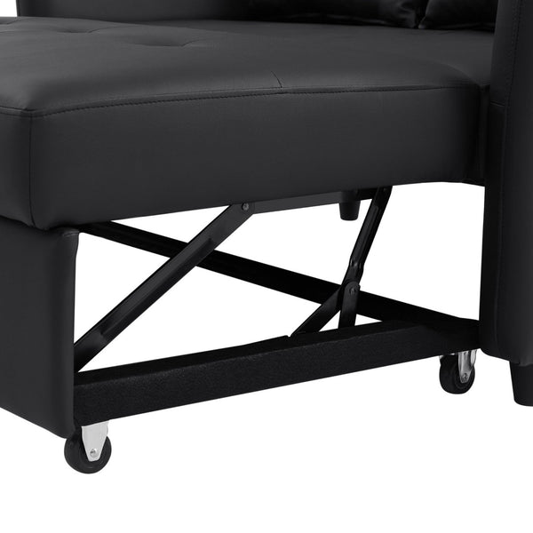 English Elm Orisfur. Pu Leather Convertible Loveseat Sleeper with Usb Ports for Studio Apartments Black N719S002450B