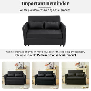 English Elm Orisfur. Pu Leather Convertible Loveseat Sleeper with Usb Ports for Studio Apartments Black N719S002450B