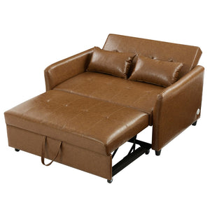 English Elm Orisfur. Pu Leather Convertible Loveseat Sleeper with Usb Ports for Studio Apartments Brown N719S002450D