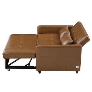 English Elm Orisfur. Pu Leather Convertible Loveseat Sleeper with Usb Ports for Studio Apartments Brown N719S002450D