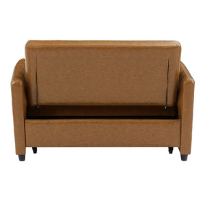 English Elm Orisfur. Pu Leather Convertible Loveseat Sleeper with Usb Ports for Studio Apartments Brown N719S002450D