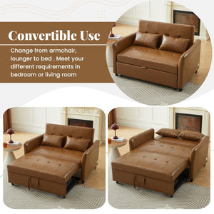 English Elm Orisfur. Pu Leather Convertible Loveseat Sleeper with Usb Ports for Studio Apartments Brown N719S002450D