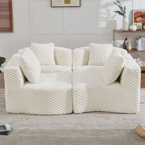 English Elm Modular Sectional Sofa Bubble Velvet Upholstered Low Profile Living Room Couch White N719S002460A