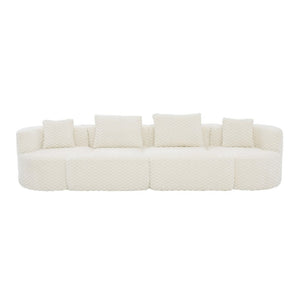 English Elm Modular Sectional Sofa Bubble Velvet Upholstered Low Profile Living Room Couch White N719S002460A