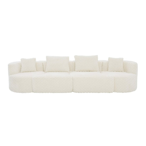 English Elm Modular Sectional Sofa Bubble Velvet Upholstered Low Profile Living Room Couch White N719S002460A