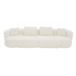 English Elm Modular Sectional Sofa Bubble Velvet Upholstered Low Profile Living Room Couch White N719S002460A