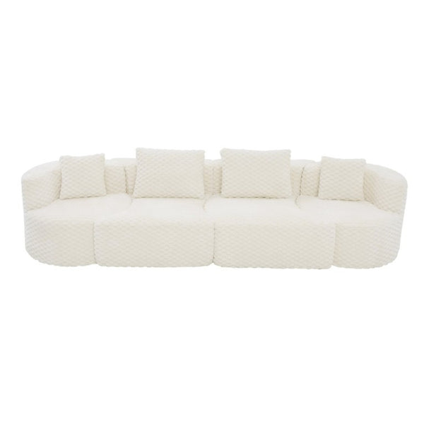 English Elm Modular Sectional Sofa Bubble Velvet Upholstered Low Profile Living Room Couch White N719S002460A