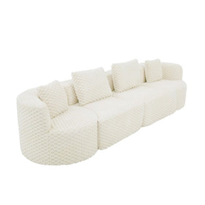 English Elm Modular Sectional Sofa Bubble Velvet Upholstered Low Profile Living Room Couch White N719S002460A