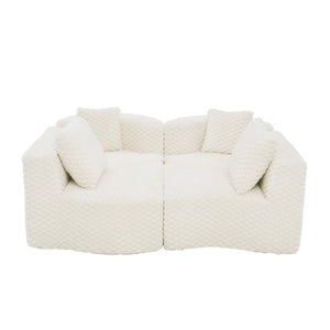 English Elm Modular Sectional Sofa Bubble Velvet Upholstered Low Profile Living Room Couch White N719S002460A
