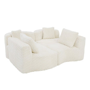 English Elm Modular Sectional Sofa Bubble Velvet Upholstered Low Profile Living Room Couch White N719S002460A