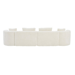 English Elm Modular Sectional Sofa Bubble Velvet Upholstered Low Profile Living Room Couch White N719S002460A