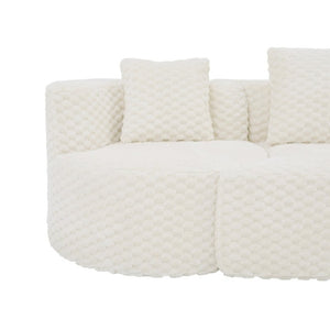 English Elm Modular Sectional Sofa Bubble Velvet Upholstered Low Profile Living Room Couch White N719S002460A