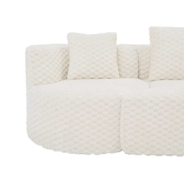 English Elm Modular Sectional Sofa Bubble Velvet Upholstered Low Profile Living Room Couch White N719S002460A