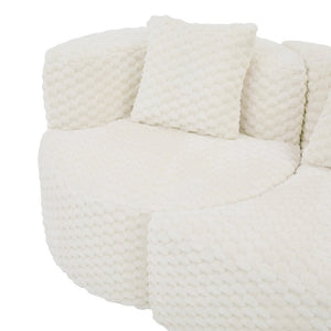 English Elm Modular Sectional Sofa Bubble Velvet Upholstered Low Profile Living Room Couch White N719S002460A