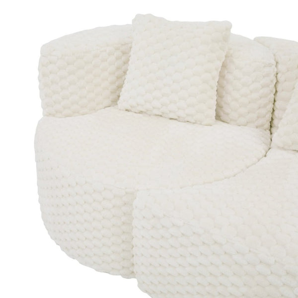 English Elm Modular Sectional Sofa Bubble Velvet Upholstered Low Profile Living Room Couch White N719S002460A