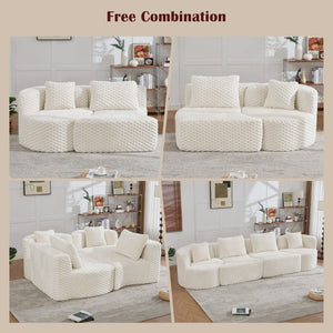 English Elm Modular Sectional Sofa Bubble Velvet Upholstered Low Profile Living Room Couch White N719S002460A