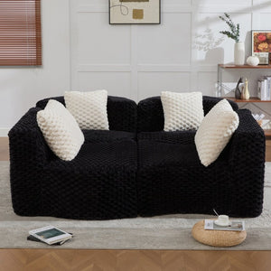 English Elm Modular Sectional Sofa Bubble Velvet Upholstered Low Profile Living Room Couch Black N719S002460B