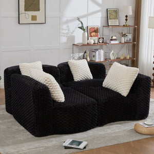 English Elm Modular Sectional Sofa Bubble Velvet Upholstered Low Profile Living Room Couch Black N719S002460B