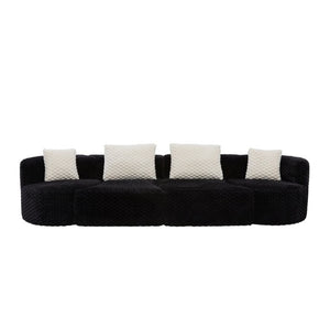 English Elm Modular Sectional Sofa Bubble Velvet Upholstered Low Profile Living Room Couch Black N719S002460B