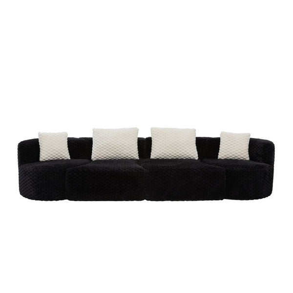 English Elm Modular Sectional Sofa Bubble Velvet Upholstered Low Profile Living Room Couch Black N719S002460B