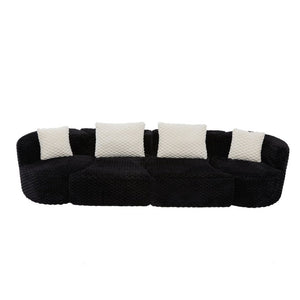 English Elm Modular Sectional Sofa Bubble Velvet Upholstered Low Profile Living Room Couch Black N719S002460B